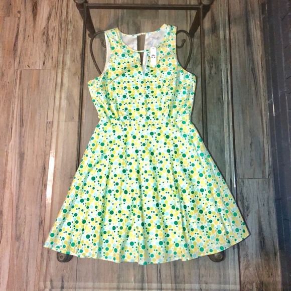 Charming Charlie Dresses & Skirts - NWT🌻Green and Yellow Polka Dot dress